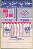 Matchbook Cover - Century Federal Savings Santa Monica CA 40 Strike