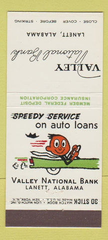 Matchbook Cover - Valley National Bank Lanett AL 30 Stick