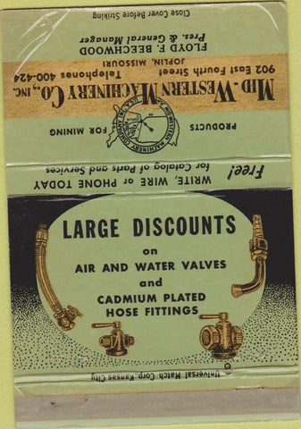 Matchbook Cover - Mid Western Machinery valves Joplin MO WEAR 40 Strike