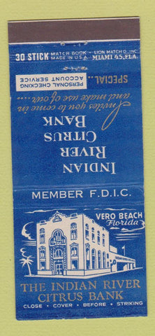 Matchbook Cover - Indian River Citrus Bank Vero Beach FL 30 Stick