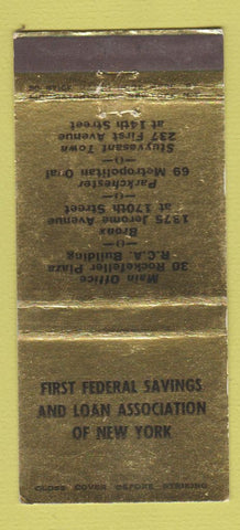 Matchbook Cover - First Federal Savings Loan New York City  30 Stick