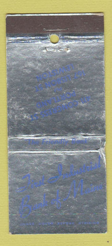 Matchbook Cover - First Industrial Bank Maine Portland Lewiston ME WEAR 30 Stick