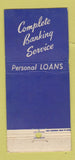 Matchbook Cover - First Industrial Bank Maine Portland Lewiston ME WEAR 30 Stick