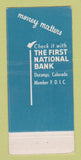 Matchbook Cover - First National Bank Durango Colorado 30 Stick