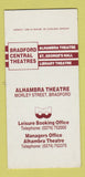 Matchbook Cover - Bradford Central Theatres UK England SAMPLE 30 Strike