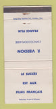 Matchbook Cover - F Verdon Concessionaire France Film Movie Canada QC 30 Strike