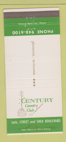 Matchbook Cover - Century Country Club Phoenix AZ 30 Strike