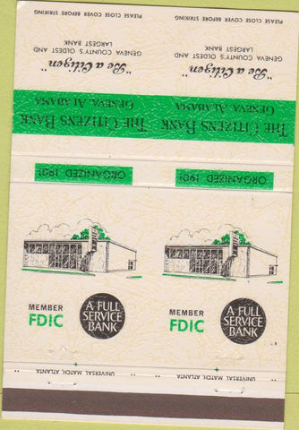 Matchbook Cover - Citizens Bank Geneva AL Double Print ERROR