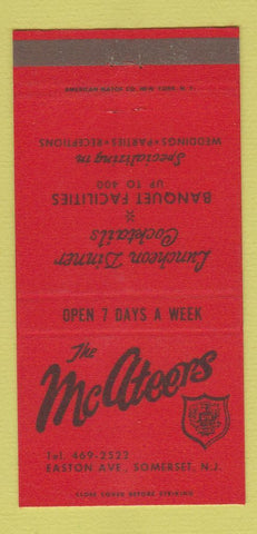 Matchbook Cover - McAteers Restaurant Somerset NJ 30 Strike