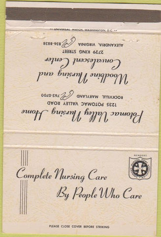 Matchbook Cover - Nursing Home Alexandria VA Rockville MD 40 Strike