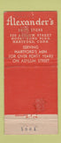 Matchbook Cover - Alexander's Shoes Hartford CT WORN 21 Strike Feature