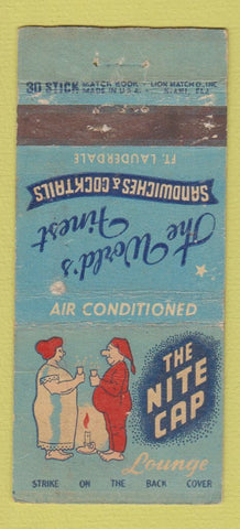 Matchbook Cover - Nite Cap Lounge Fort Lauderdale FL WORN 30 Stick