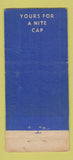 Matchbook Cover - Nite Cap Lounge Fort Lauderdale FL WORN 30 Stick