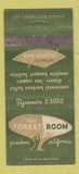 Matchbook Cover - Forest Room Pasadena CA WEAR 30 Stick