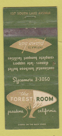 Matchbook Cover - Forest Room Pasadena CA WEAR 30 Stick