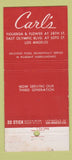 Matchbook Cover - Carl's Restaurant Los Angeles CA 30 Stick