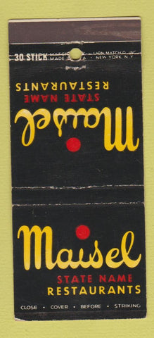 Matchbook Cover - Maisel Restaurants New York City 30 Stick
