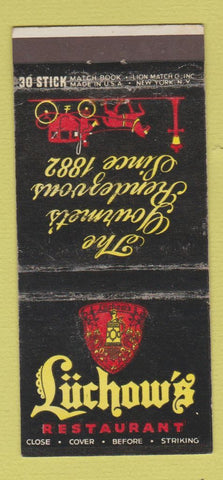 Matchbook Cover - Luchow's Restaurant New York City WEAR 30 Stick