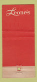 Matchbook Cover - Leone's Restaurant New York City 30 Stick