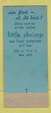 Matchbook Cover - Little Shrimp Restaurant New York City WORN 30 Stick