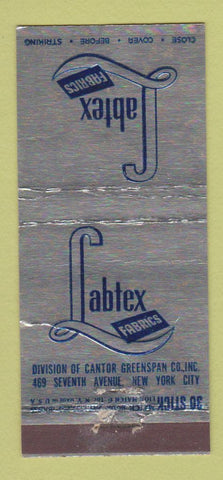 Matchbook Cover - Labtex Fabrics New York City WEAR 30 Stick