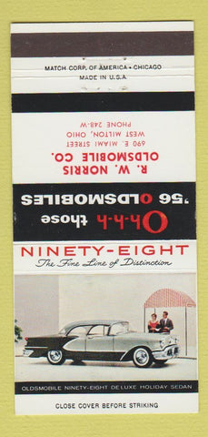 Matchbook Cover - 1956 Oldsmobile RW Norris West Milton OH 30 Strike