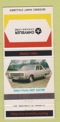 Matchbook Cover - 1969 Chrysler Canada Dart Custom 30 Strike
