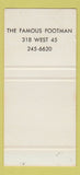 Matchbook Cover - Running Footman Michael Pearman Shoes SAMPLE 30 Strike
