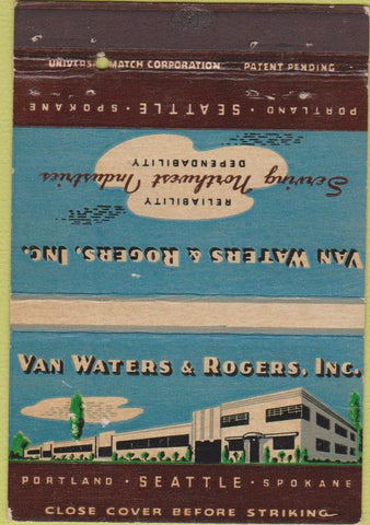 Matchbook Cover - Van Waters Rogers Seattle Spokane WA WEAR 40 Strike
