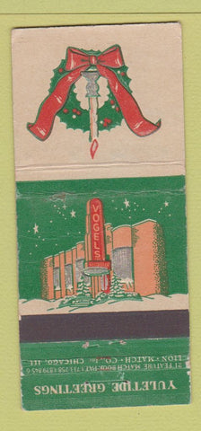 Matchbook Cover - Vogel's Restaurant Christmas Whiting IN 21 Strike Feature