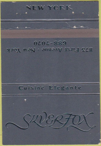 Matchbook Cover - Silverfox restaurant New York City 40 Strike