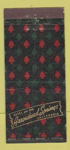 Matchbook Cover - Arrowhead Springs CA Hotel CREASED 30 Stick