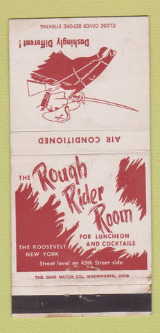 Matchbook Cover - Rough Rider Room Roosevelt Hotel New York City WEAR 30 Strike