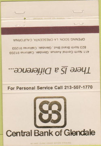 Matchbook Cover - Central Bank of Glendale CA 40 Strike