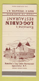 Matchbook Cover - Romaine's Log Cabin Restaurant Speculator NY 30 Strike