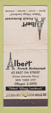 Matchbook Cover - Albert French Restaurant New York City WEAR 30 Stick