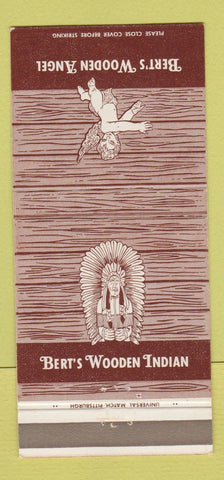 Matchbook Cover - Bert's Wooden Indian Angel Beaver PA 30 Strike