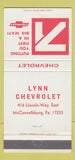 Matchbook Cover - 1971 Chevrolet Lynn McConnellsburg PA 30 Strike