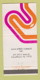 Matchbook Cover - Main Street Chevrolet Carrolltown PA 30 Strike