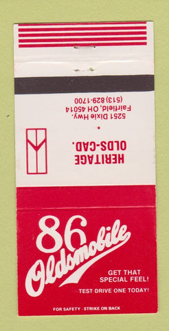 Matchbook Cover - 1986 Oldsmobile Heritage Cadillac Fairfield OH 30 Strike