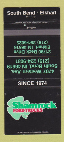 Matchbook Cover - Shamrock Ford Trucks South bEnd Elkhart IN 30 Strike
