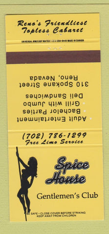 Matchbook Cover - Spice House Strip Club girlie Reno NV  30 Strike