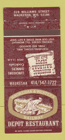 Matchbook Cover - Waukesha Western Railway Restaurant WI 30 Strike