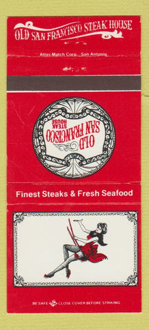 Matchbook Cover - Old San Francisco Steak Houston Austin Dallas TX 30 Strike
