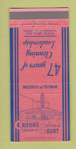 Matchbook Cover - Cannan Drive In Cleaners Cleveland? WEAR 30 Strike