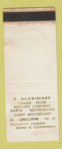 Matchbook Cover - R Baudiniere Mopeds Lencloitre France WORN SAMPLE