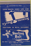 Matchbook Cover - Sterling Bolt Co Chicago IL 40 Strike