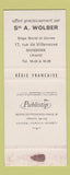 Matchbook Cover - Wolber Motorcycle Scooter Soissons France SAMPLE