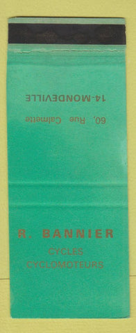 Matchbook Cover - R Bannier Motorcycles Mondeville France WORN SAMPLE