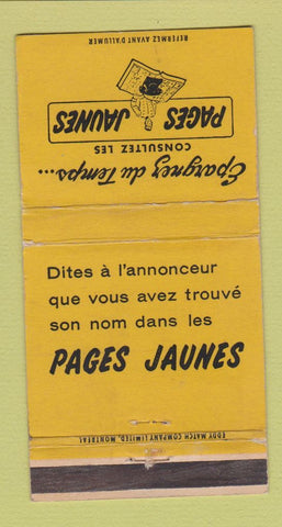 Matchbook Cover - Jaunes Pages Phone Book Telephone Canada WEAR 30 Strike